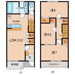 一色本町 徒歩4分 1-2階の物件間取画像